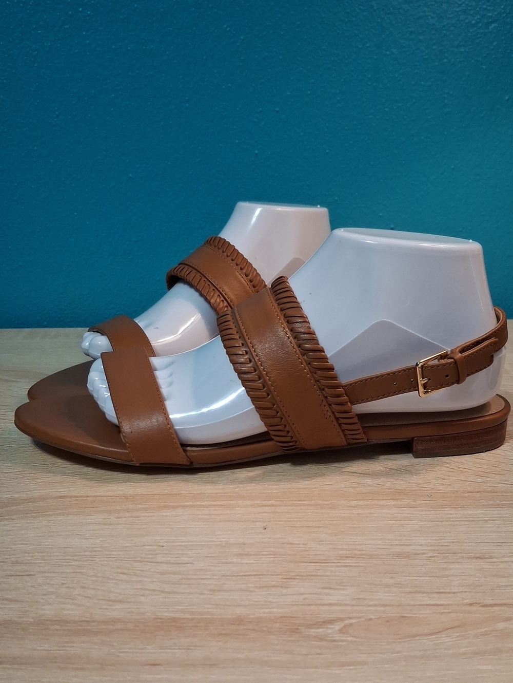 Talbots Keri Tan Whipstitch Nappa Leather Slingback Sandals